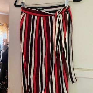Express Striped Midi Pencil Skirt